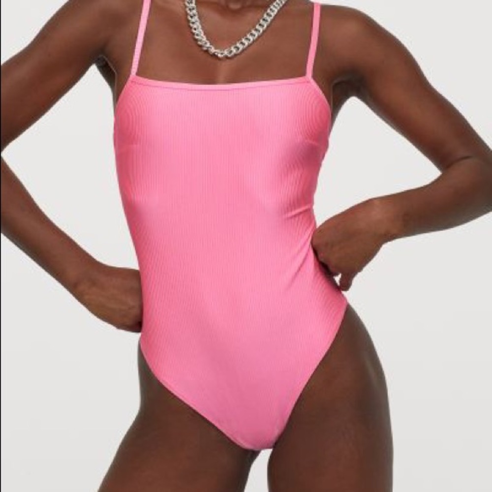 Pink high leg one piece